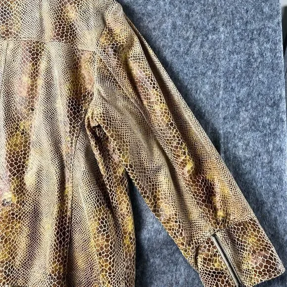 Dialogue Snake Print Zip Up Gold & Brown Jacket Coat Blazer Women’s Size 2X - Picture 12 of 12